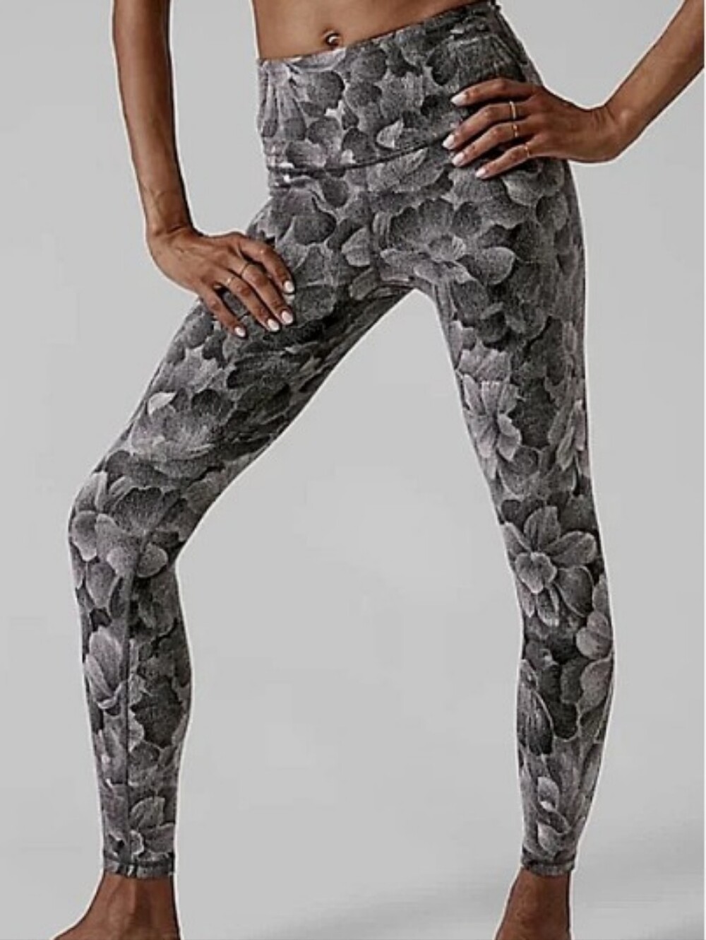 ATHLETA High-Waist Chakra Floral Print Leggings Black Sea Salt